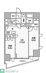シーズンフラッツ大井町 13階2LDKの間取り