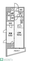 シーズンフラッツ大井町 14階1LDKの間取り