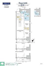 プラウドフラット日本橋馬喰町 3階2LDKの間取り