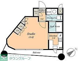 ラ・セーナ南青山 4階ワンルームの間取り