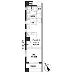 カスタリア新富町IV 9階1DKの間取り