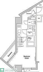 ザ・パークハビオ荏原中延プレイス 2階1Kの間取り