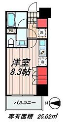 パークアクシス木場 4階ワンルームの間取り