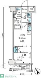 ソラニテ馬込 6階1DKの間取り