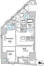 バウスフラッツ品川キャナルサイド 11階2LDKの間取り