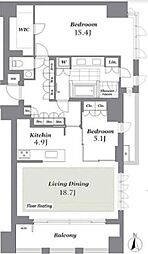 ＴＨＥ　ＣＯＮＯＥ　三田綱町 3階2LDKの間取り