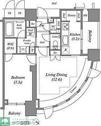 ザ・レジデンス赤坂檜町 11階1LDKの間取り