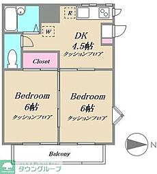 グレースハイム 2階2Kの間取り