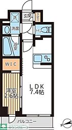アジールコート西馬込II 1階1DKの間取り