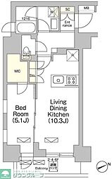 テラス大崎 5階1LDKの間取り