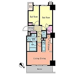 パークアクシス豊洲 18階2LDKの間取り