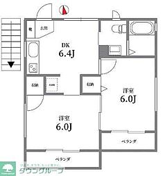 シーマ中馬込 2階2DKの間取り