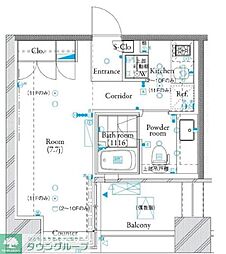 ザ・タワー芝浦 3階ワンルームの間取り