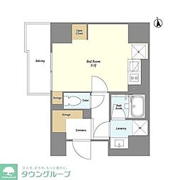 グランカーサ日本橋馬喰町 13階ワンルームの間取り
