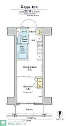 プラウドフラット亀戸 5階1DKの間取り