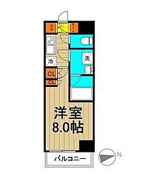 プラウドフラット門前仲町V 5階1Kの間取り