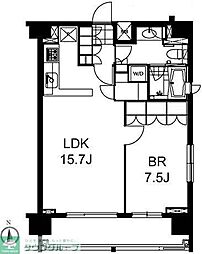 芝ウエスト 10階1LDKの間取り