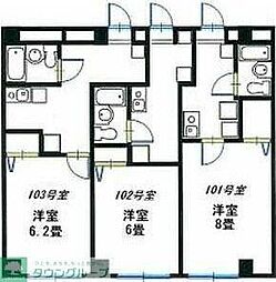 三田クラウンハイツ 1階1Kの間取り