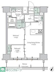 ONE ROOF RESIDENCE TAMACHI 12階2LDKの間取り