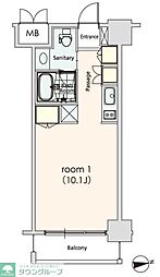 カスタリア芝公園 5階ワンルームの間取り