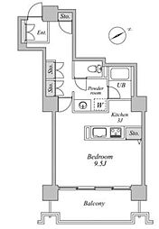 六本木ビュータワー 17階1Kの間取り