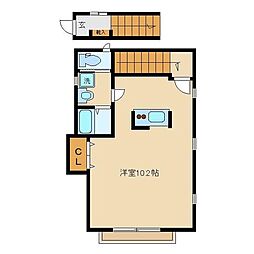 S・FLAT大井 2階ワンルームの間取り