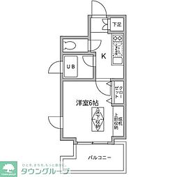 ラクラス木場公園 4階1Kの間取り