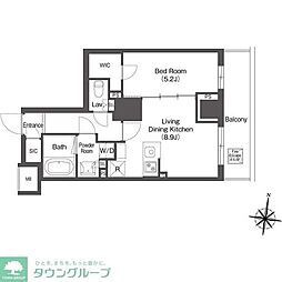 コンフォリア森下リバーサイド 7階1LDKの間取り