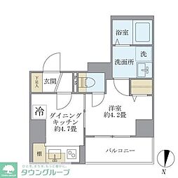 シティフォレスト森下 4階1DKの間取り