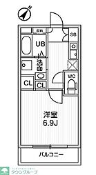 コスモリード人形町 4階1Kの間取り