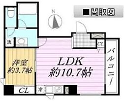 AXIS銀座東 2階1LDKの間取り