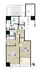 カルナ築地 5階1LDKの間取り