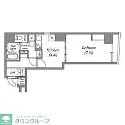 オーパスホームズ八丁堀 3階1Kの間取り