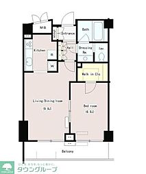 パークプレイス三田 4階1LDKの間取り