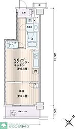 エスティメゾン豊洲レジデンスＥ 2階1LDKの間取り