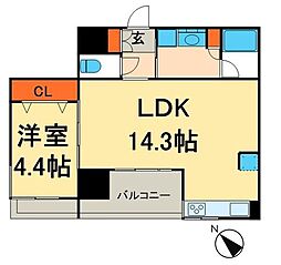 ガーラ・ヴィスタ日本橋浜町 9階1LDKの間取り