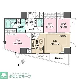 ウェリス高輪 9階3LDKの間取り