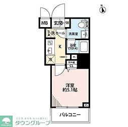 プレール・ドゥーク戸越銀座通り 2階1Kの間取り