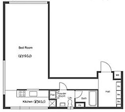 グランカーサ六本木 1階ワンルームの間取り