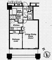 ＬａＳａｎｔｅ池田山 15階1LDKの間取り