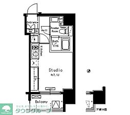 パークアクシス八丁堀 8階ワンルームの間取り