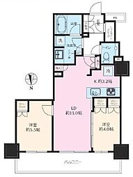 プライムパークス品川シーサイド　ザ・タワー 26階2LDKの間取り