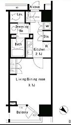 パークアクシス日本橋ステージ 5階1Kの間取り