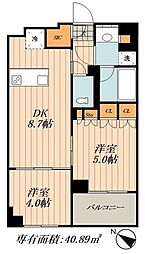 パークアクシス日本橋浜町レジデンス 4階2DKの間取り