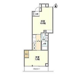 バウムプラッツ 6階2Kの間取り