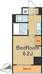 レジディア東品川 6階1Kの間取り