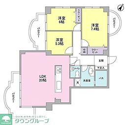 ブロンズストーン宇田川 1階3LDKの間取り