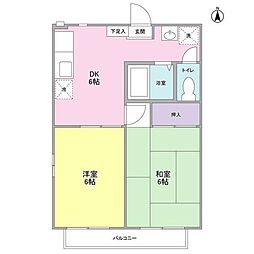 フェリース旗の台 1階2DKの間取り