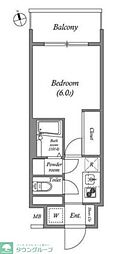 エスタート品川南大井 7階1Kの間取り