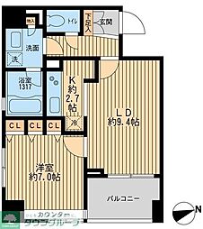クリオ戸越銀座弐番館 15階1LDKの間取り